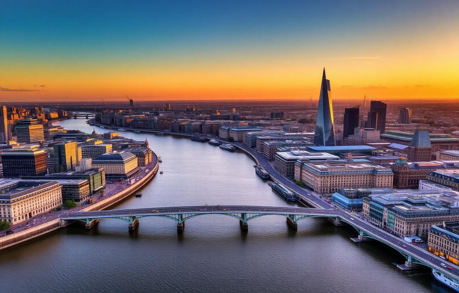 London financial district at golden hour